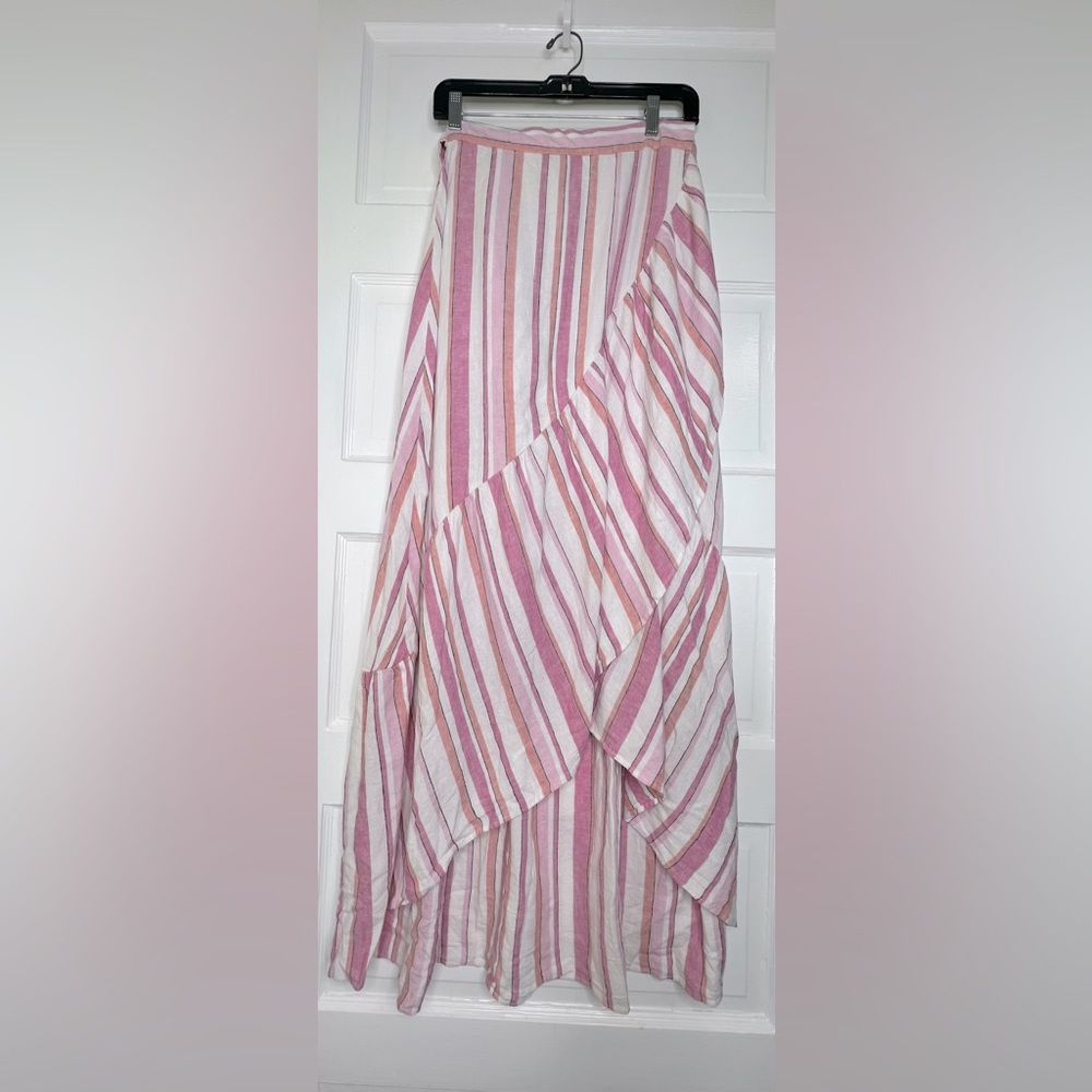 Ny&co pretty in pink wrap skirt linen blend small coral white NWT new maxi